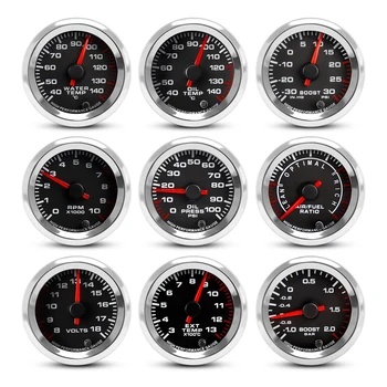 New 12V 52mm 7 Colors Car Boost Water Temperature Oil Temperature Oil Press Air fuel ratio Voltmeter EGT Tachometer RPM Gauge 1