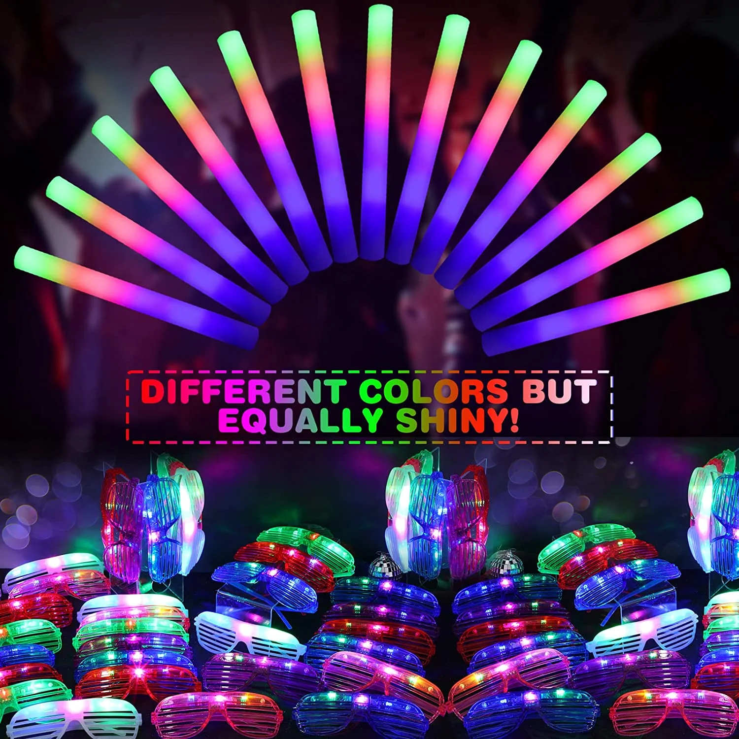 12/15/30/60Pcs LED Glow Sticks Bulk Colorful RGB Glow Foam Stick Cheer Tube  Dark