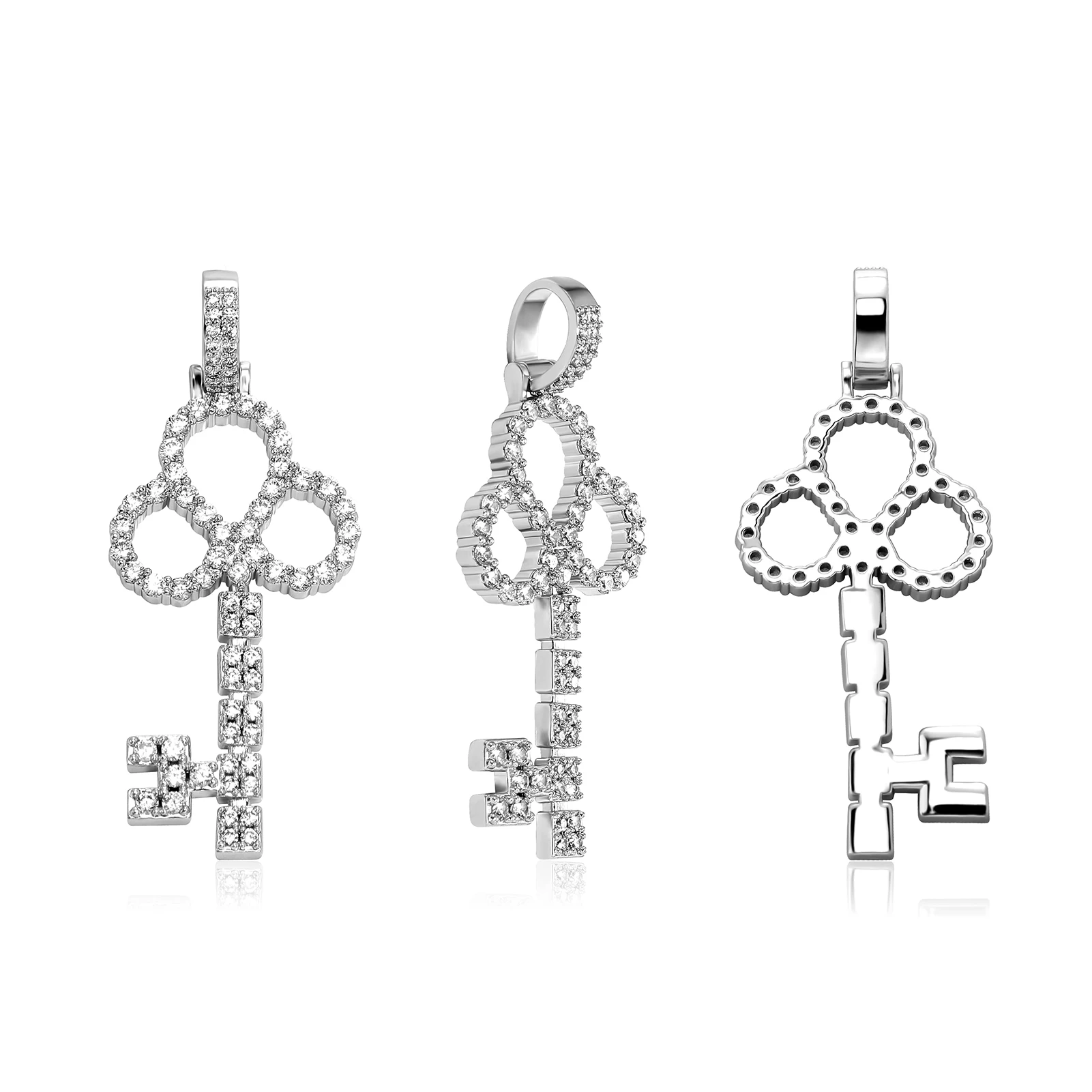 JINAO 2022 NEW Two Styles Design Key Pendants High Quality Ice Cravejado AAA+ Cubic Zircon With 4mm Tennis Chain Jewelry