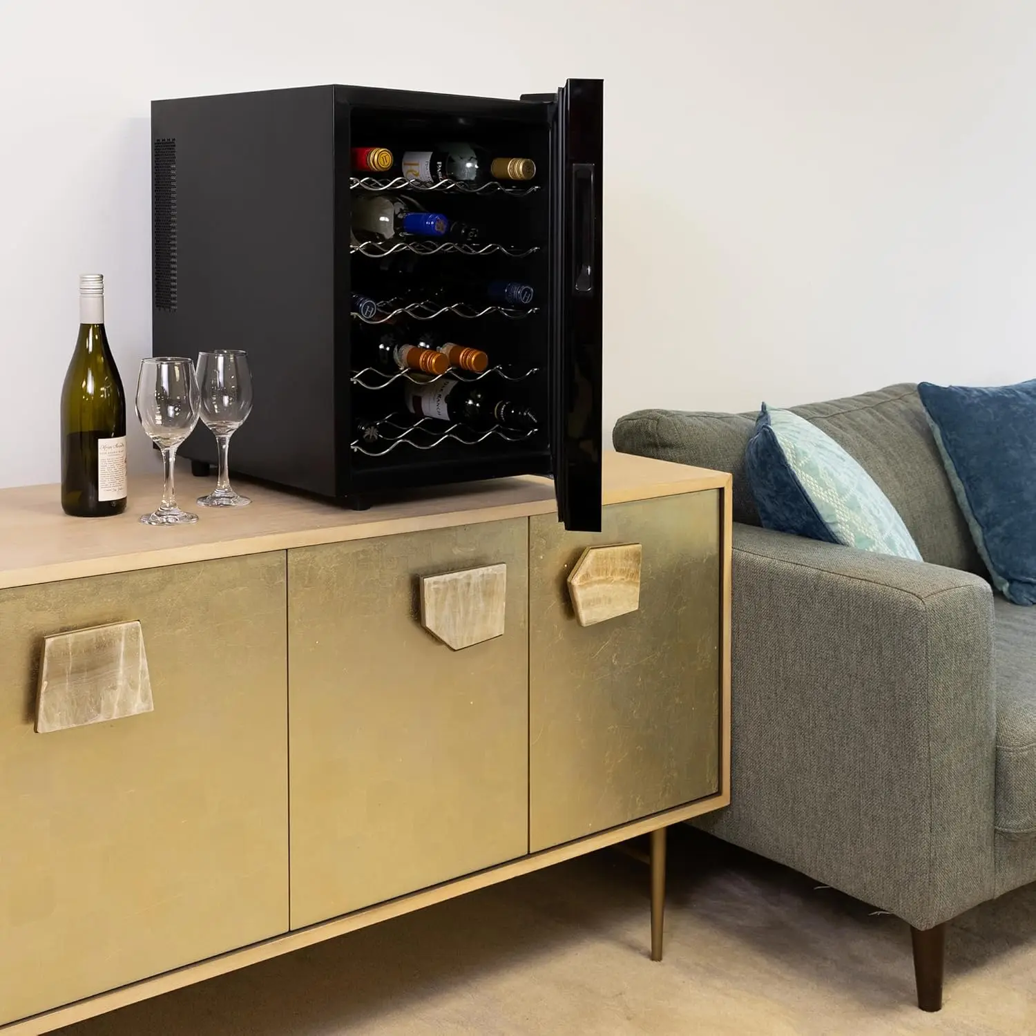 20 Bottle Refrigerator Wine Cooler, Black Thermoelectric Wine Fridge, 1.7 cu. ft. (48L), Under Counter Wine Cellar for Red 3