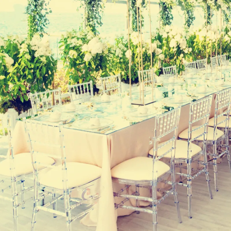 

8 Pcs Transparent Bamboo Chair Wedding Acrylic Chair Banquet Crystal Seat Family Hotel Dining Room chair Decoration