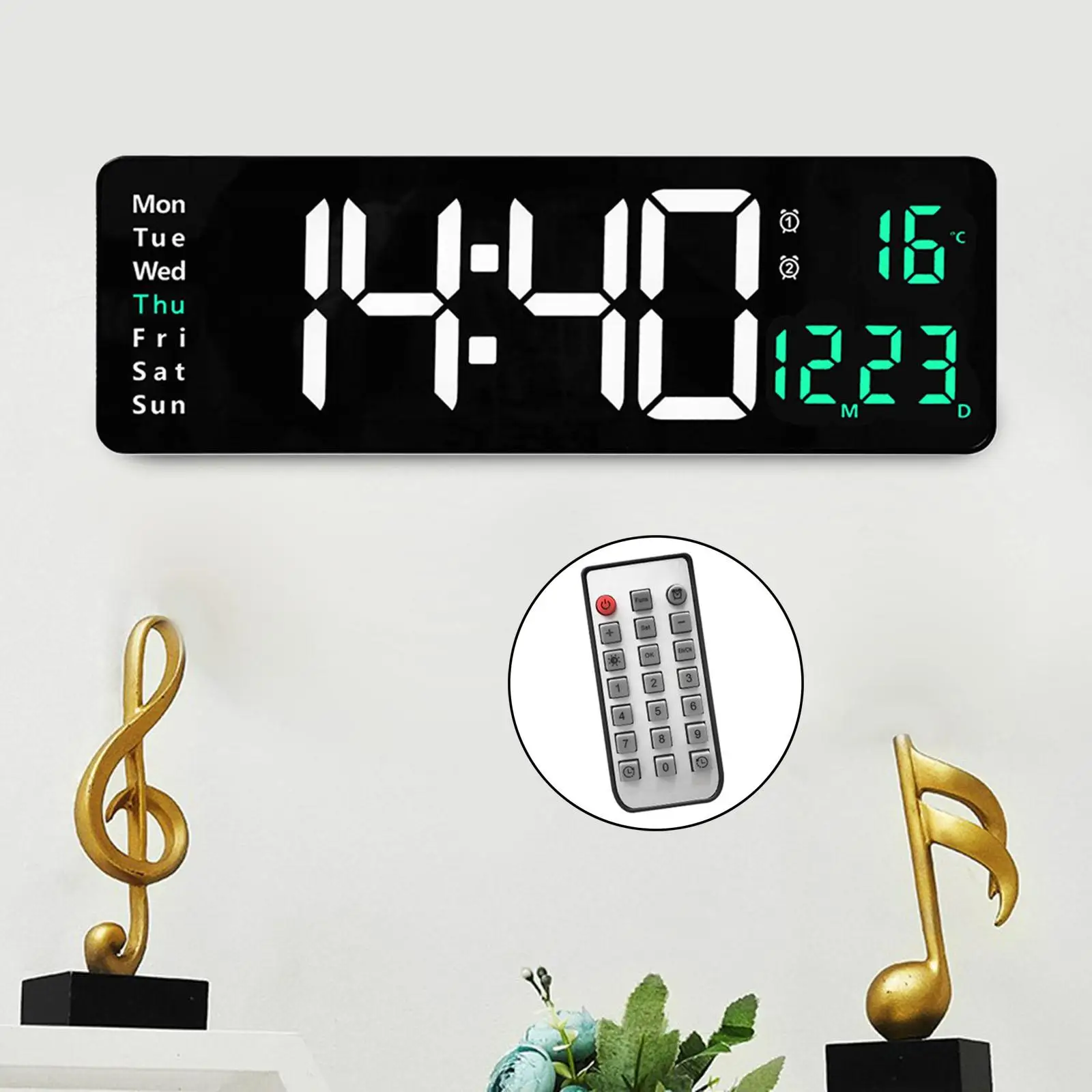 square wall clock Oversized 15" Digital LED Wall Clock USB with Remote Memory Function Temp Timer Large Number Desk Alarm for Classroom Gift Home outdoor clock Wall Clocks