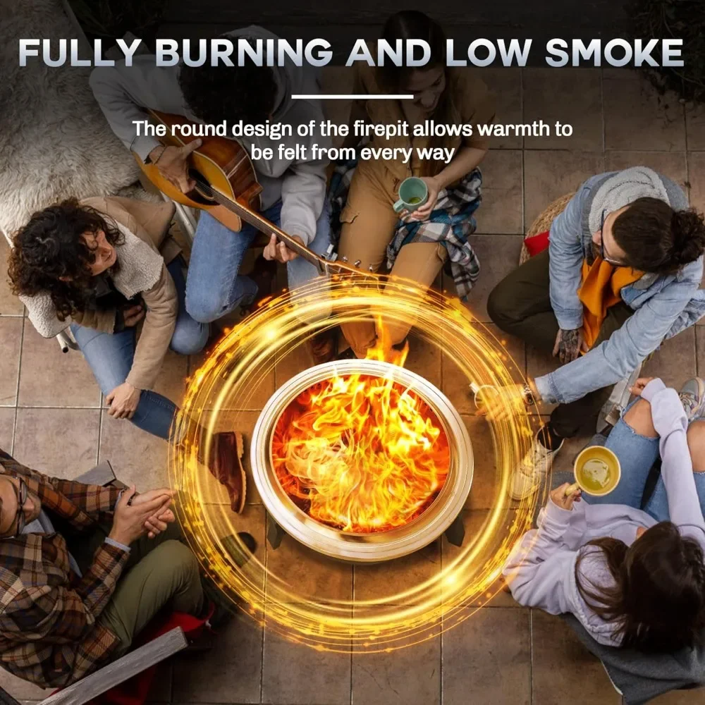 Fire Basin, 22 Inch Portable Low Smoke Bonfire for Outdoor Picnics, Camping, Courtyards, and Backyards 4
