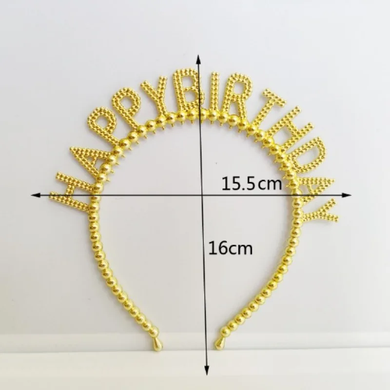 해피 브라이스데이 헤드 밴드 풀 진주 영어 문자 머리띠 어린이 생일 파티 보석 선물 소녀를위한 헤어 액세서리