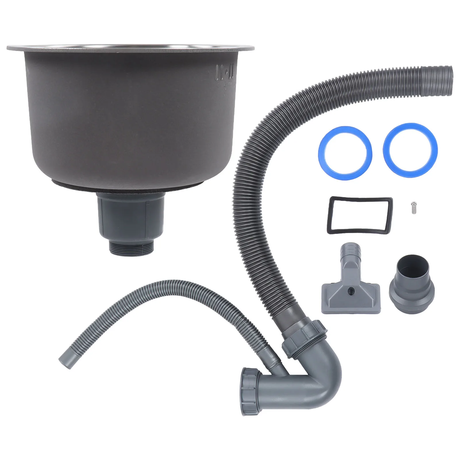 Kitchen Round Sink Mini Round Sink Mini Kitchen Stainless Steel Basin with Drainpipe Fitting 30cm Diameter