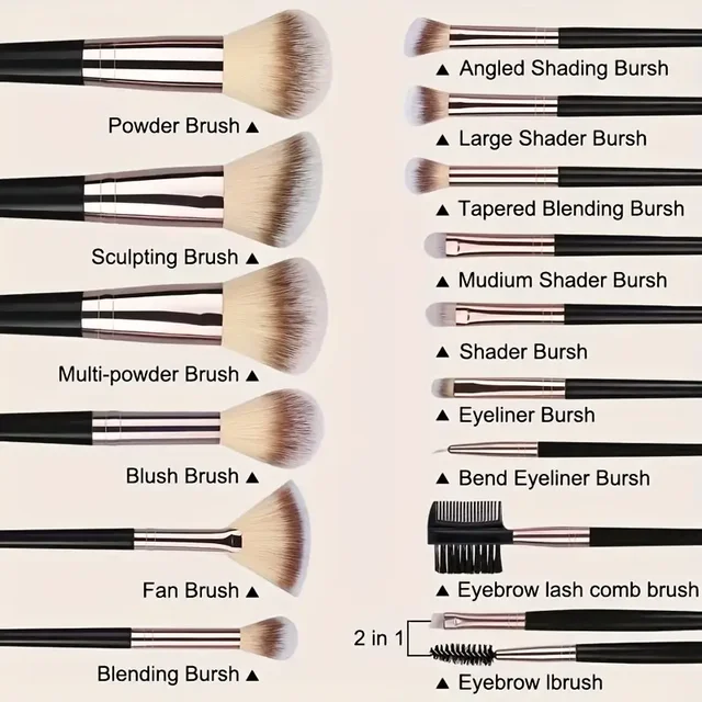 Set de brochas de maquillaje profesional completo: 3 a 20 piezas | Emoape