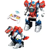 RC Robot Remote Control Dinosaur Toy One-key Deformation with Sound and Llight Music Dinosaur knowledge RC Toy For Children Gift 1