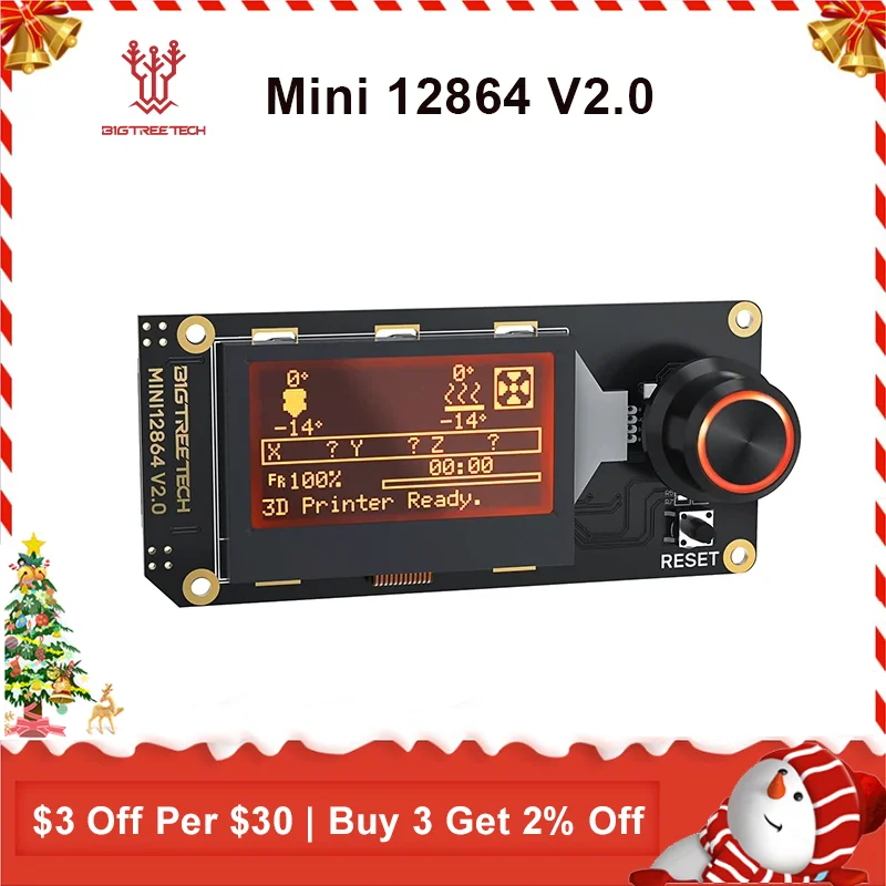 Bigtreetech-lcd Tela de Exibição Peças de Impressora 3d para Skr V1.4 Octopus V1.1 Mks Gen Mini 12864 V2.0 Rgb Light