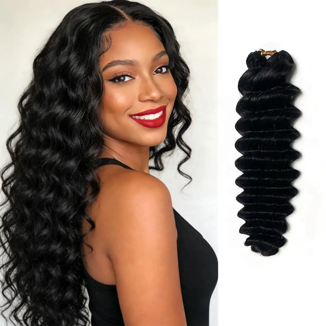 Deep Wave Feather Crochet Human Hair Tight Curly Pre-Separated Knotless Crochet Human Hair Extensions With Loop For Braiding 1