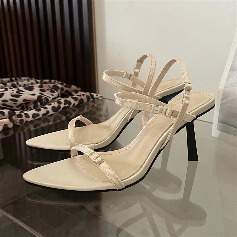 Eilyken Sexy Back Belt Buckle Sandals Women Pointed Toe Thin High Heels Party Prom Shoes Fashion Summer Zapatos Mujer