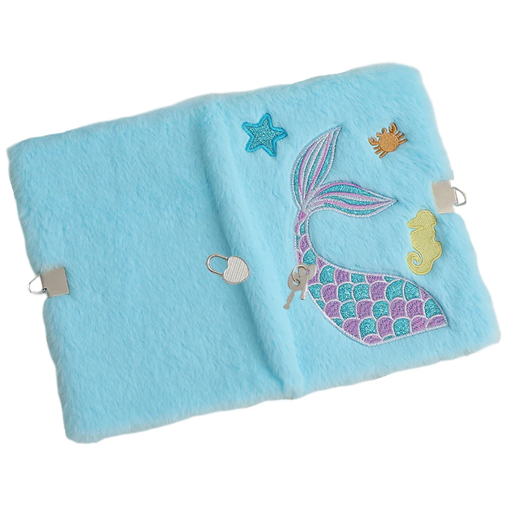 Animal with Lock Girl Cartoon Plush Locked Notebook Mermaid Tail Diary Travel Pads The Furry Paper