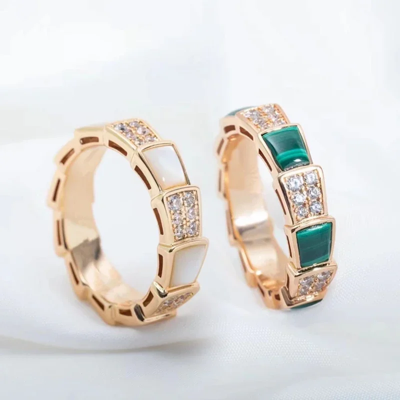 

925 Sterling Silver Diamond Spacer Gemstone Snake Bone Ring for Men and Women Classic Fashion Brand Banquet Luxury Jewelry