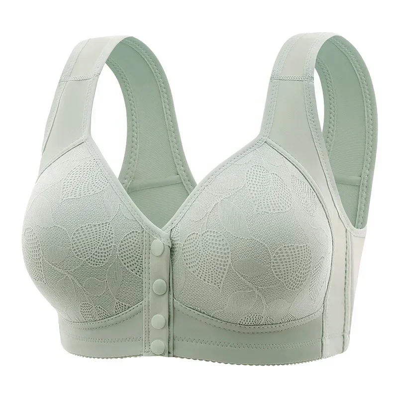 Mother Front Open Buckle Bra Underwear Brassiere Large Size Bra Without Steel Ring Thin Section Vest Type Mom breathable Brassie 2