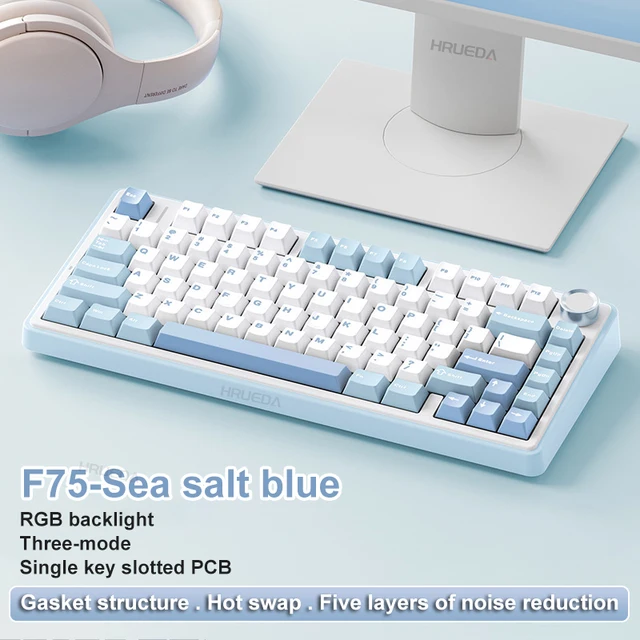 AULA F75 2.4G Wireless/Bluetooth/Wired Gaming Mechanical Keyboard RGB Customized 75% Layout OEM Profile Gasket Structure 9