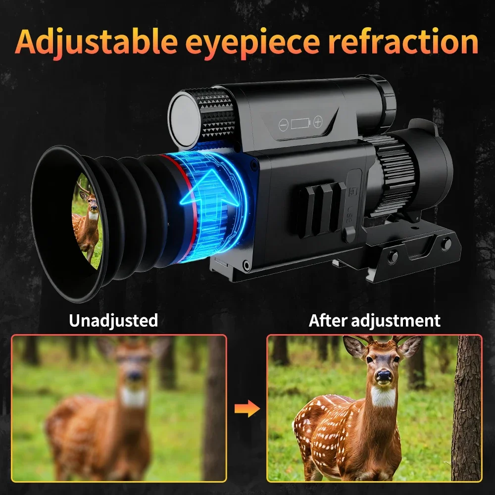 4K Hunting Night Vision Scope with PIP Video Rec Support 4X Digital Night Vision