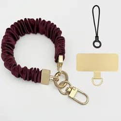 Elegant Women's Cloth Phone Lanyard Anti - Lost Wrist Bracelet Accessory (Wine Red)