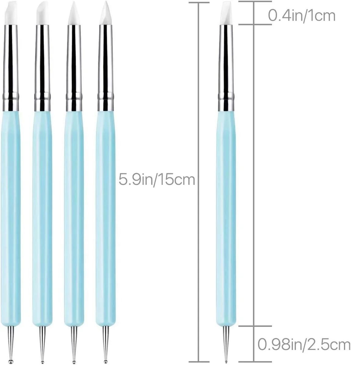 Outil de sculpture en argile de Silicone, pour la modélisation des pinceaux, pointillage, Nail Art, poterie, argile, bricolage, outils de sculpture, tête souple, 5 pièces 2
