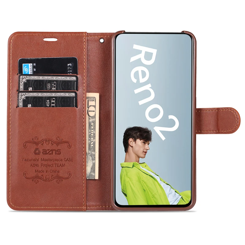 OPPO Reno 2 Reno2 F Z PU 가죽 커버 카드 홀더 지갑 케이스 용 AZNS 케이스 Fundas coque