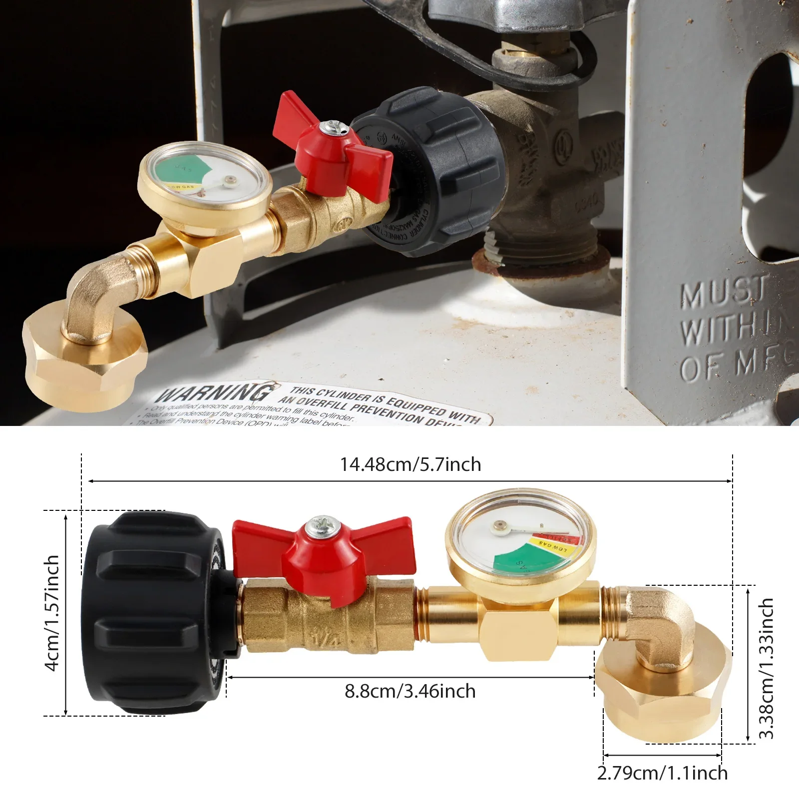 90 Degrees Propane Refill Adapter Gauge Control Valve Elbow Propane Refill Adapter Tank Fill 1lb Bottle