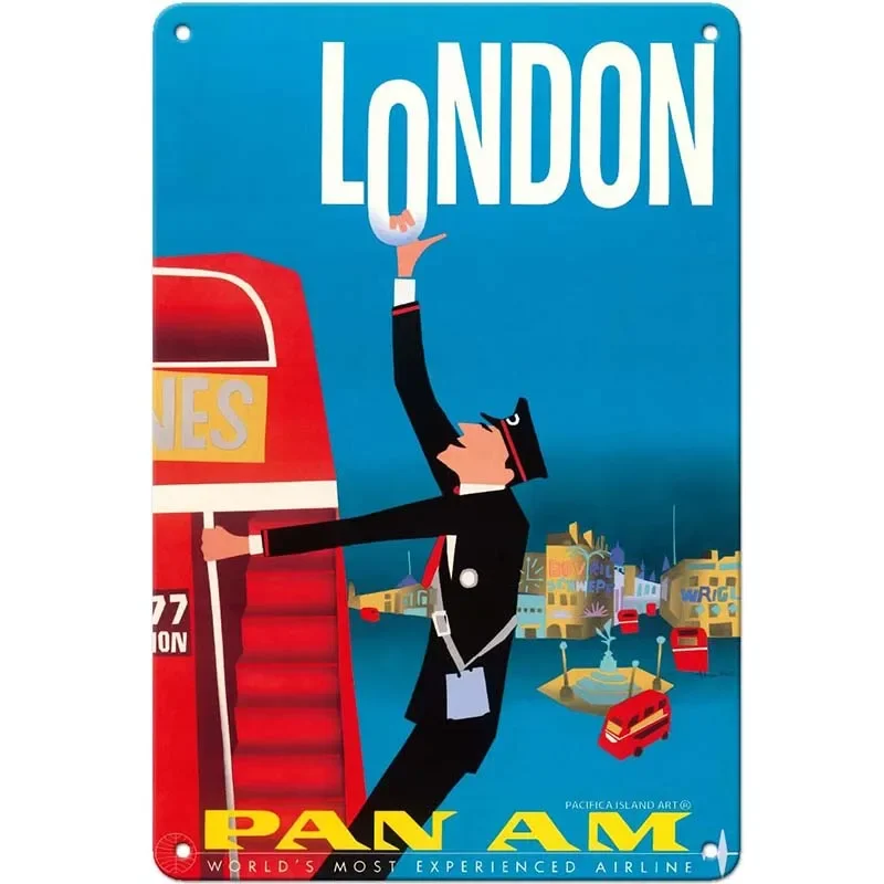 

Лондон, английский переводчик-автобус Tingkat Dua, Bovril Swiss dan GPA-pan American World Airlines-постер для профессиональной рекламы Maskapai Vintage Oleh Aaron