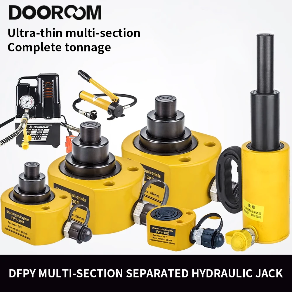 DOOROOM 10T50T Hydraulic Ram Jack MultiSection Stroke 2465mm