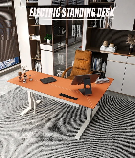 Bureau électrique d'angle en forme de L, table debout, ordinateur de bureau,  moteur recommandé pour les touristes, poste de travail réglable, orange,  1.8m - AliExpress