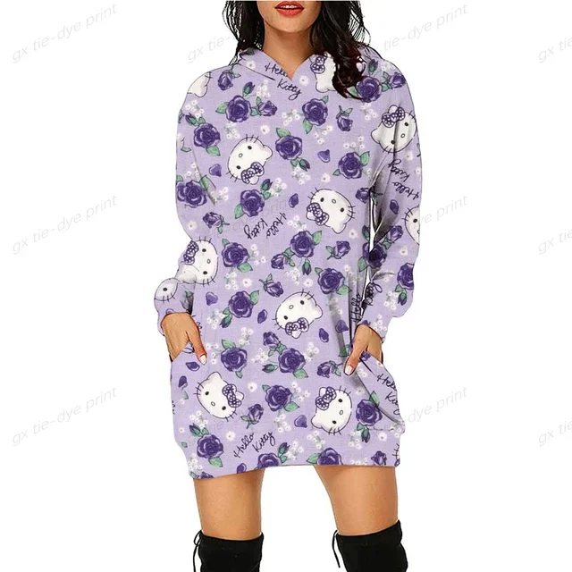 thumbnail image 1 of Sudadera con capucha de dibujos animados divertidos de HELLO KITTY para mujer, sudadera con capucha con gráfico de los años 90 de HELLO KITTY, 1 of 5