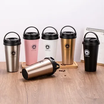 16Oz InsulatedCoffeeCupCoffeeThermosFlask with Leak Proof Lid AndHandle 304 Material Double Wall Insulation and Leak ProofDesign