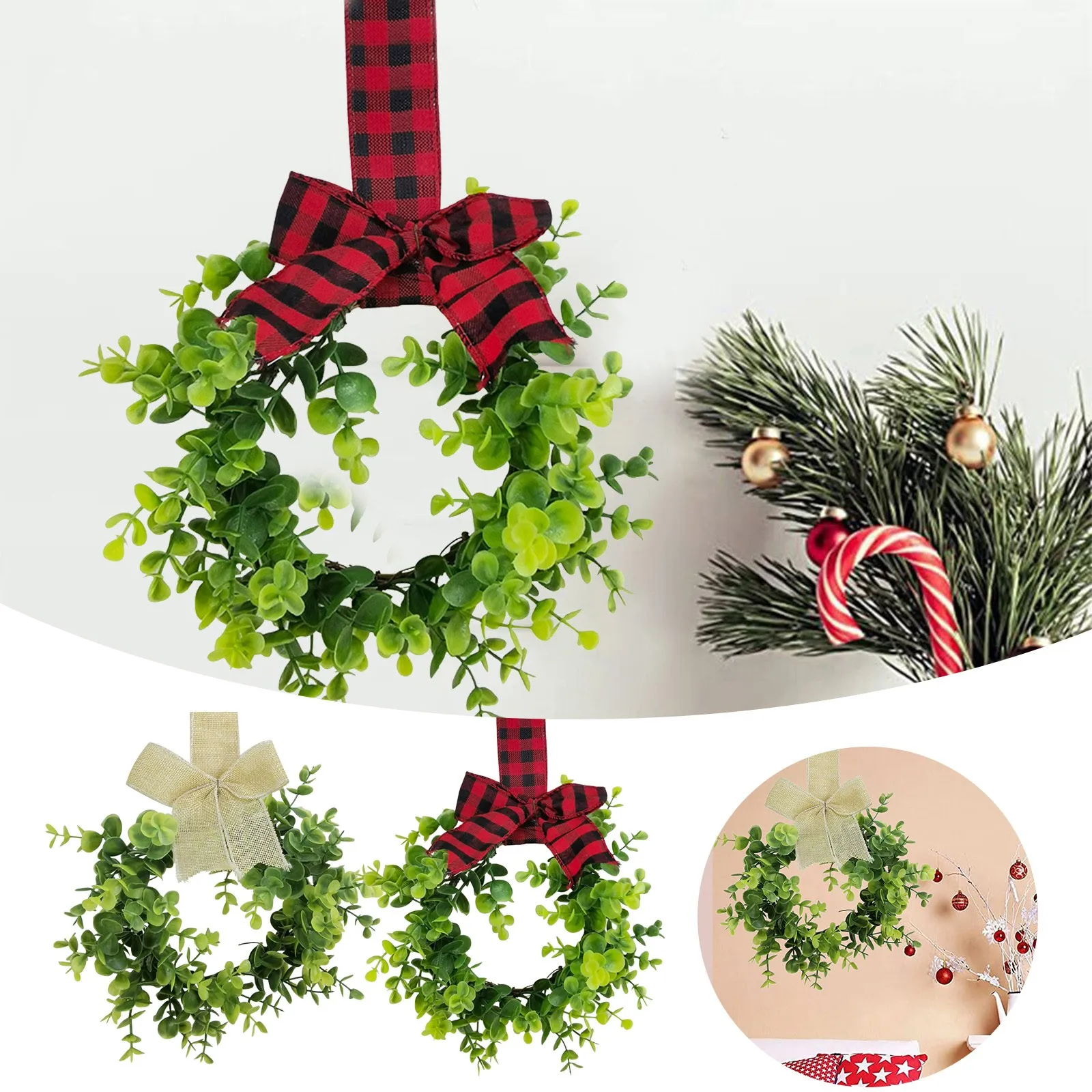 

Wreath Glasses Cabinet Wreaths 10 Inch Boxwood Wreaths With Burlap Bow Mini Wreaths Farmhouse Flower Hoop Wreath