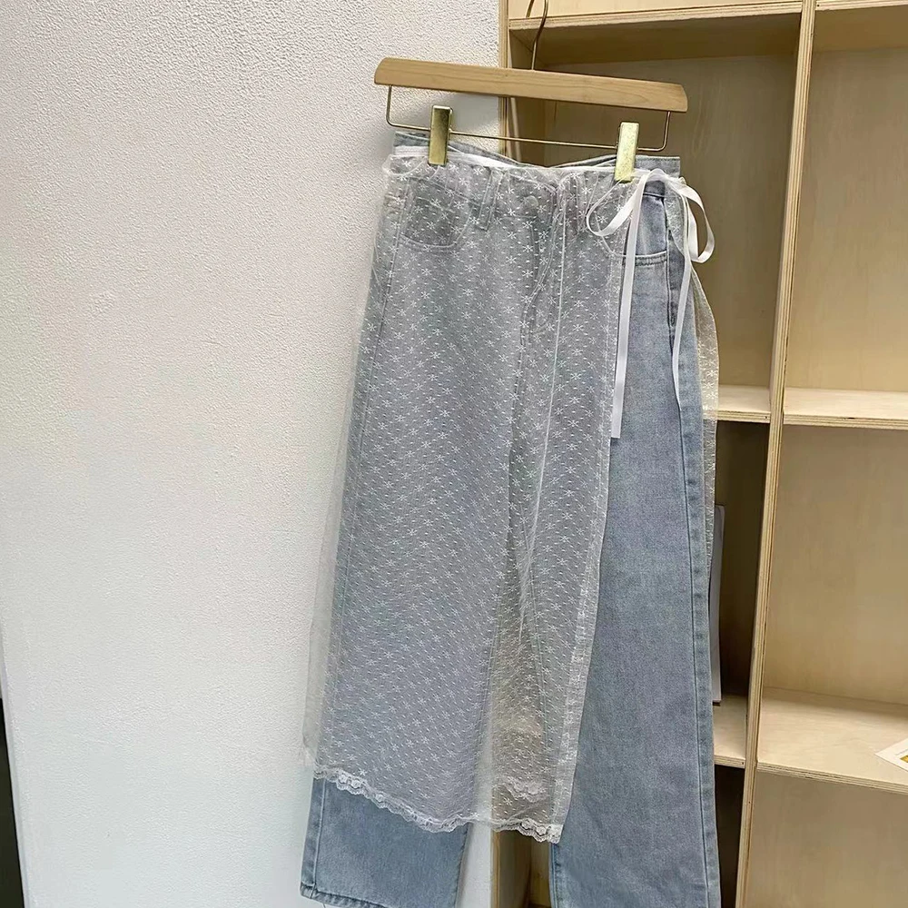 

Индивидуальная кружевная юбка из многослойной пряжи, в комплекте с юбкой и брюками, в комплекте с фартуком, занавеска-половинчатая, лидер продаж в Корейском стиле