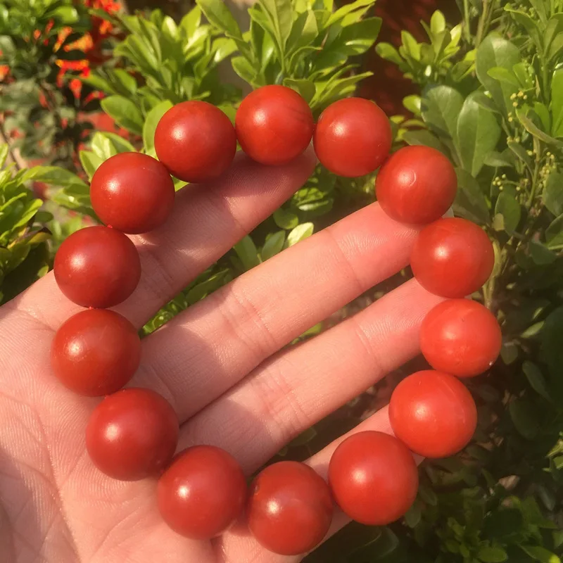 

Natural real jade south red bracelet carved round beads bracelets for couples woman men with jade bracelet 18mm 20mm