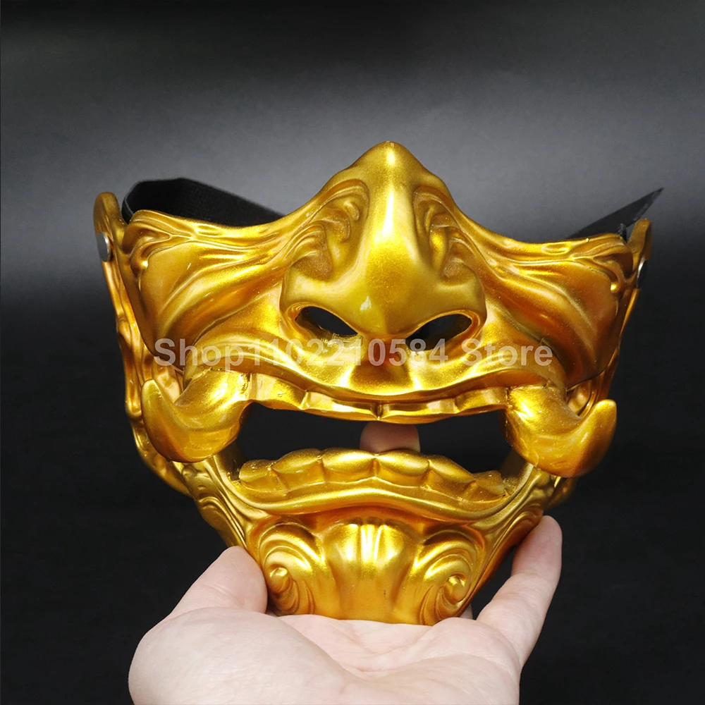 

Japanese golden Prajna ghost warrior mask outdoor motorcycle mask riding cosplay Halloween costume dressing props