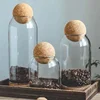 High Quality Cork Ball Glass Jar,Transparent Glass Sealed Can Kitchen Food Grain Storage Tea Candy Storage Glass Jars and Lids 5