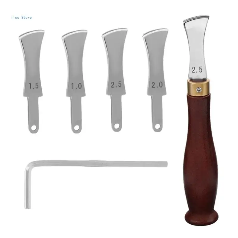 Leather Edging Creaser Tool with Replaceable Creasing Head 1.0-2.5mm for Leather Working