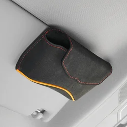Premium Suede Car Visor Sunglasses Organizer Box (Black)