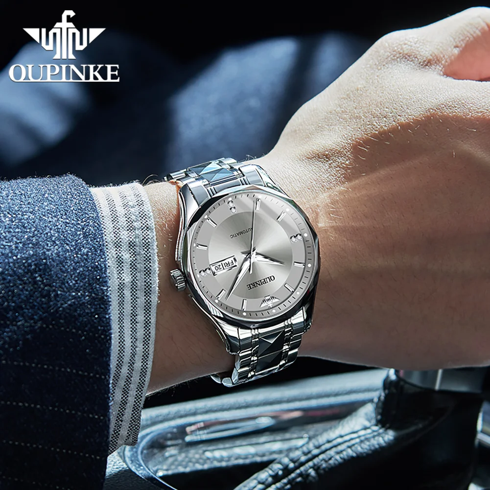 OUPINKE 3295 Men Automatic Watch Fashion Business Mechanical Watch For Men Top Brand Deep Waterproof Auto Date Dress Wristwatch