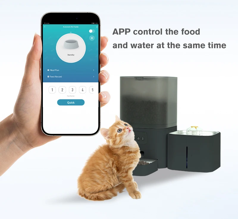 Smart Automatic Pet Feeder And Water Fountain With Wifi App Control_voghion.com