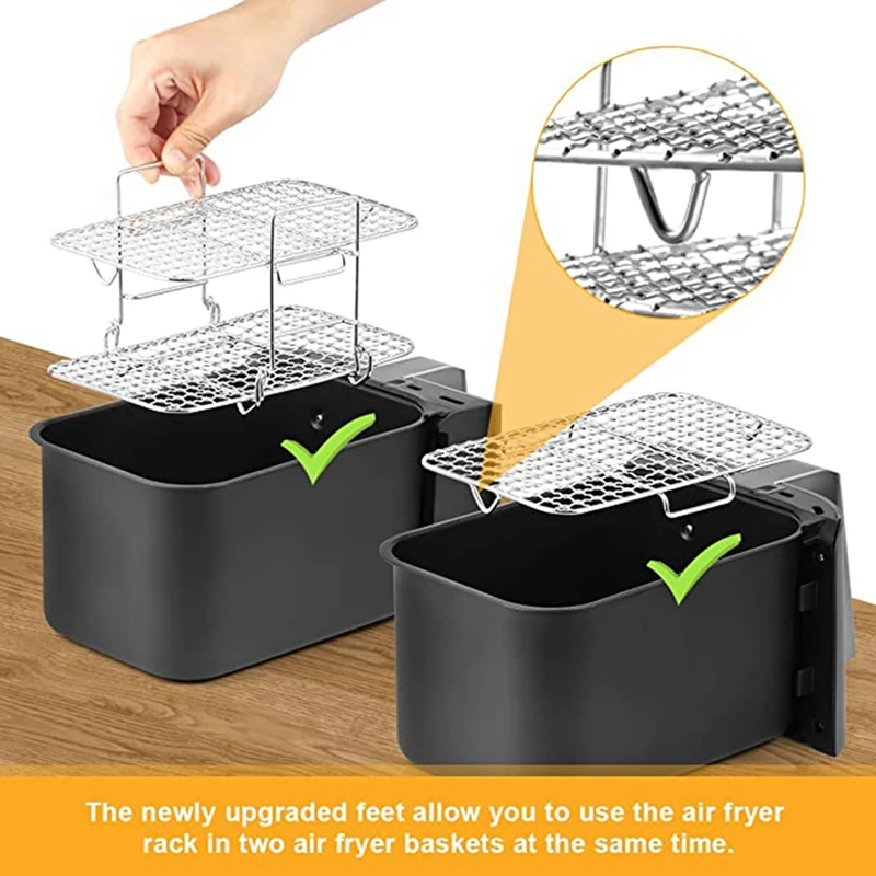 Air Fryer Rack For Ninja Dual Air Fryer 304 Stainless Steel MultiLayer