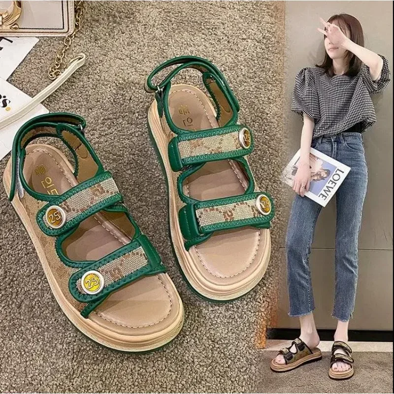

2023 New Sandals Women's New Summer Women's Shoes Fashion Wear Comfortable Casual Flat Shoes Comfortable Sports Beach Shoes
