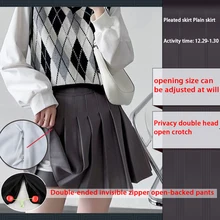 High Waist Slim Leggings Pleated Skirt A-line Skirt Double Zipper Invisible Crotch Short Skirt Outdoor Sex Skirt Woman Skirts