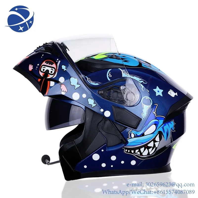 

yyhc yellow black Flip Up DOT Motorcycle helmet four seasons earphone motorcycle