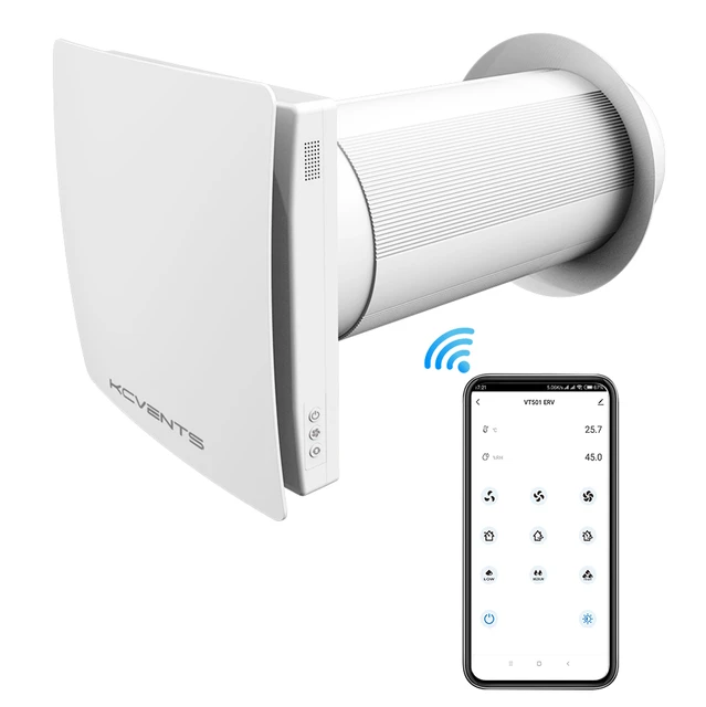 Single Room Heat Recovery Ventilation Wall Mounted Fan Recuperator Wifi  controller Heat Recovery Unit