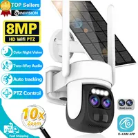 4K 8MP Dual Lens WIFI Solar Camera Outdoor 10X Optical Zoom Two-way Audio Color Night Vision Bulit-in Battery Security Camera 1