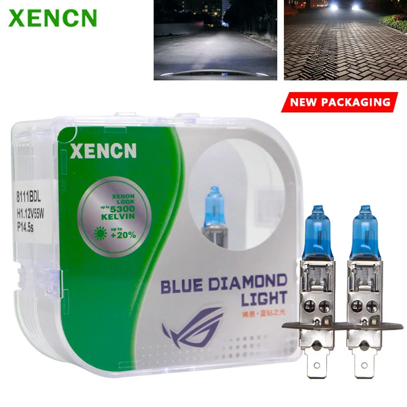 

XENCN H1 Blue Diamond Light 12V 55W Halogen Original Car Headlight 5300K White Light +20% Bright 100W Genuine Auto Fog Lamps