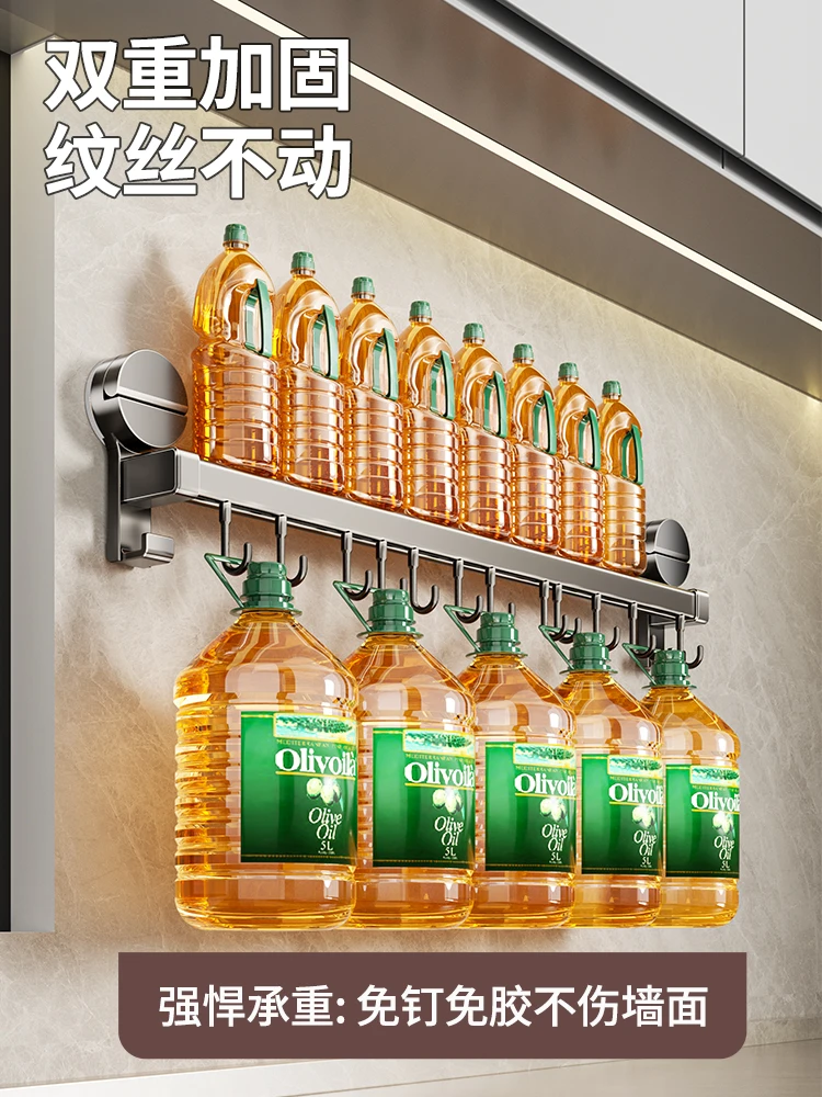 Yutoko Küchenhaken, stanzfreie Hängestange, Spaufel, Aufhänger, Reihenhaken, multifunktionaler, an der Wand montierter Aufbewahrungsmesserhalter ﻿ – Detail 6