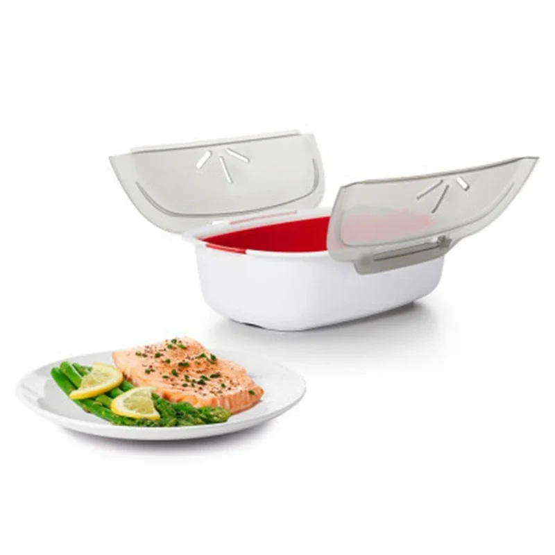 Reusable Microwave Cooking Container with Lid Food Grade PP Microwave Steamer for Vegetables Fish Meat Kitchen Steaming Basket Reusable Microwave Cooking Container with Lid Food Grade PP Microwave Steamer for Vegetables Fish Meat Kitchen Steaming Basket