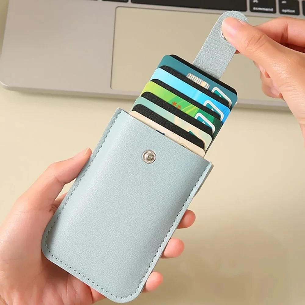 ID Credit Bank Card Holder Wallet Luxury Brand Men PU Leather Slim Mini Small Money Wallets Case Pull-out Type 5 Card Pockets 4