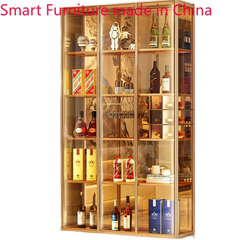 Attrezzature Modern Liquor Cabinet Display Wall Wine Noble Rack Bar Portable Luxury Cantinetta Frigo Per Vini Bar Furniture