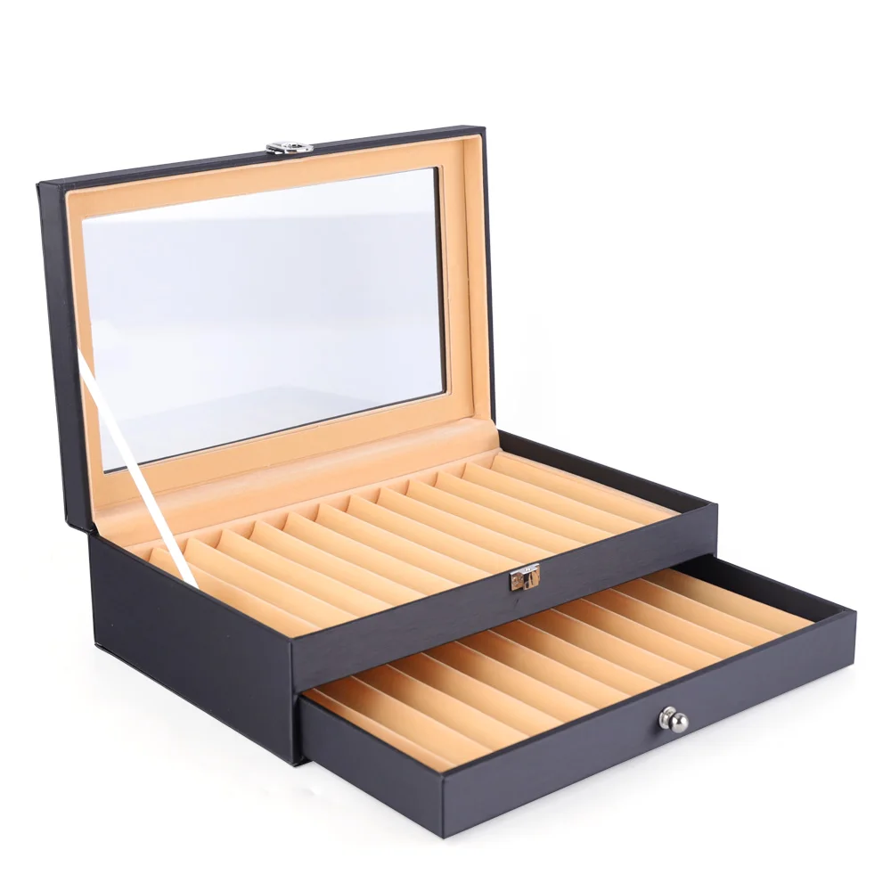 24 Slots Wood Fountain Pen Collector Pen Display Box  Pen Organizer Box Pens Display Case Storage Organizer With Glass 5