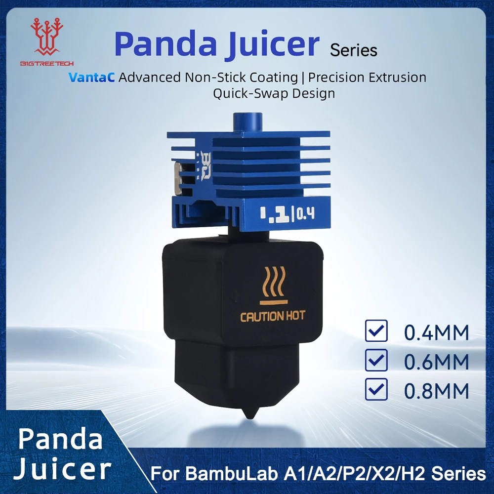 BIGTREETECH Panda Juicer Hotend Standard Flow 0,4/0,6/0,8mm Düse aus gehärtetem Stahl für BambuLab X2D H2D H2C H2S P2S A1 A1L A1mini